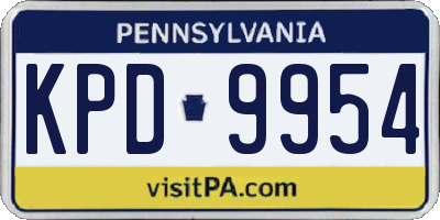 PA license plate KPD9954