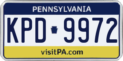 PA license plate KPD9972