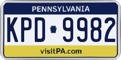 PA license plate KPD9982