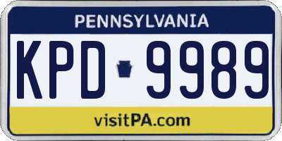 PA license plate KPD9989