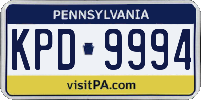 PA license plate KPD9994