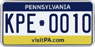 PA license plate KPE0010