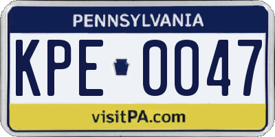 PA license plate KPE0047