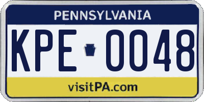 PA license plate KPE0048