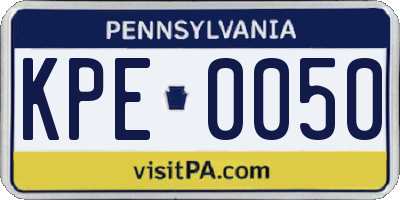 PA license plate KPE0050