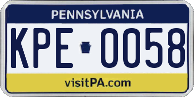 PA license plate KPE0058