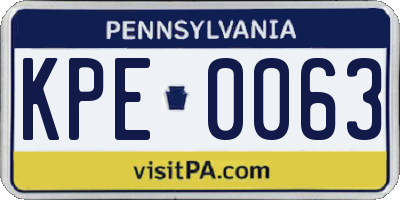 PA license plate KPE0063