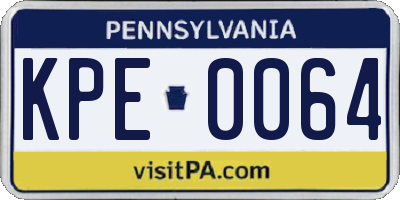 PA license plate KPE0064