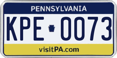 PA license plate KPE0073