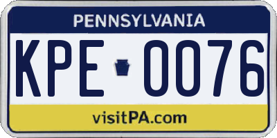 PA license plate KPE0076