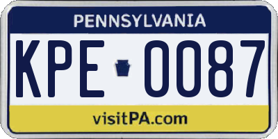 PA license plate KPE0087