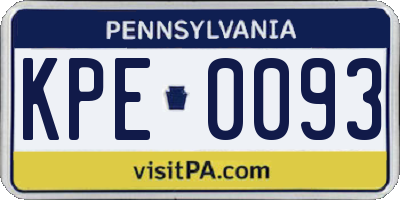 PA license plate KPE0093