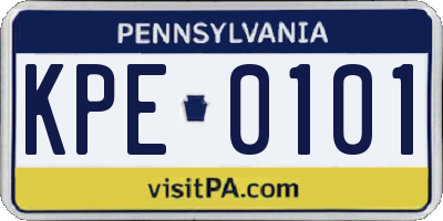 PA license plate KPE0101