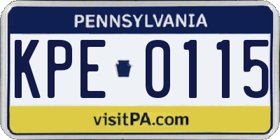 PA license plate KPE0115