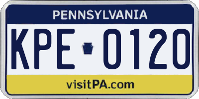 PA license plate KPE0120