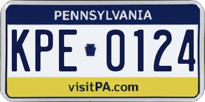 PA license plate KPE0124