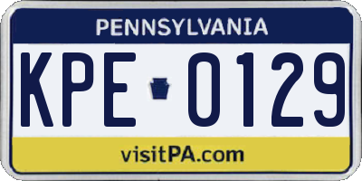 PA license plate KPE0129