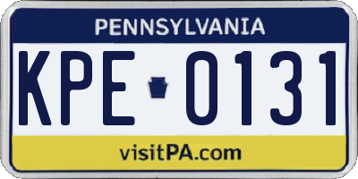 PA license plate KPE0131