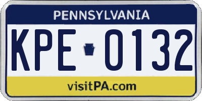 PA license plate KPE0132