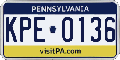 PA license plate KPE0136