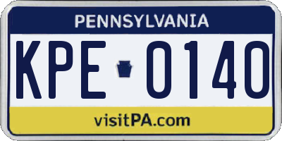 PA license plate KPE0140