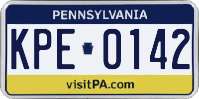 PA license plate KPE0142