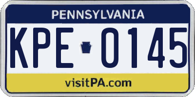 PA license plate KPE0145