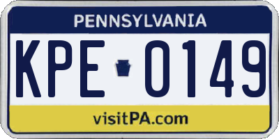 PA license plate KPE0149