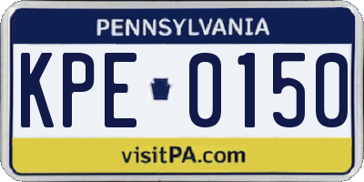 PA license plate KPE0150