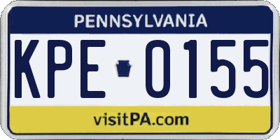 PA license plate KPE0155