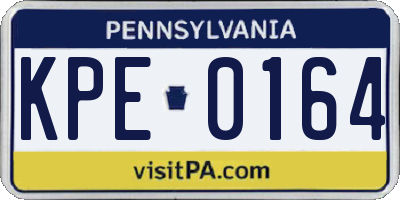 PA license plate KPE0164