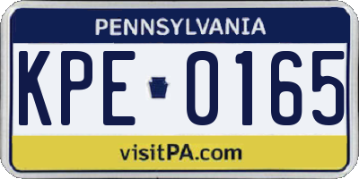 PA license plate KPE0165