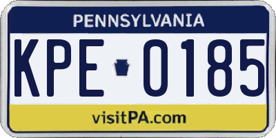 PA license plate KPE0185