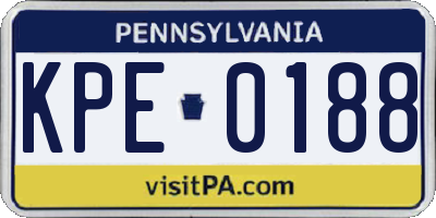 PA license plate KPE0188