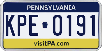 PA license plate KPE0191