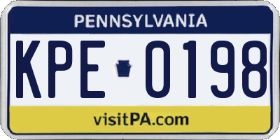 PA license plate KPE0198