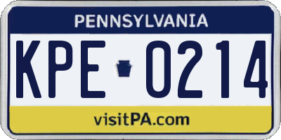 PA license plate KPE0214