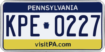 PA license plate KPE0227