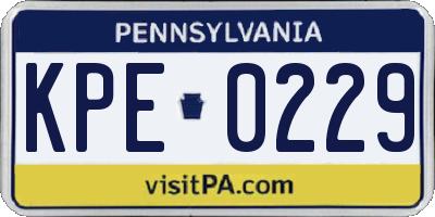 PA license plate KPE0229