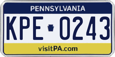 PA license plate KPE0243