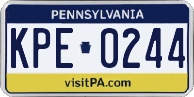 PA license plate KPE0244