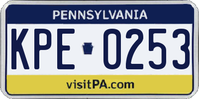 PA license plate KPE0253