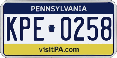 PA license plate KPE0258