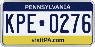 PA license plate KPE0276