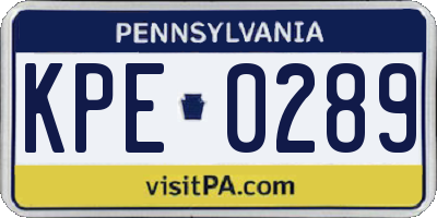 PA license plate KPE0289