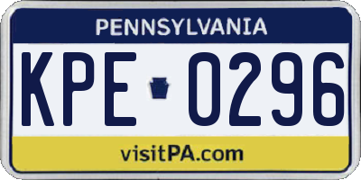 PA license plate KPE0296