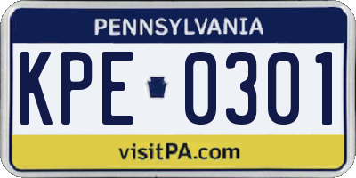 PA license plate KPE0301