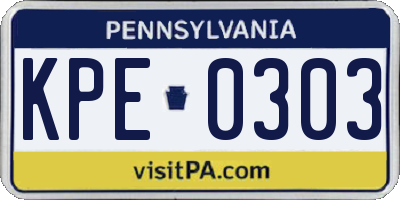 PA license plate KPE0303