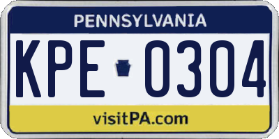 PA license plate KPE0304