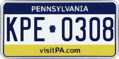 PA license plate KPE0308